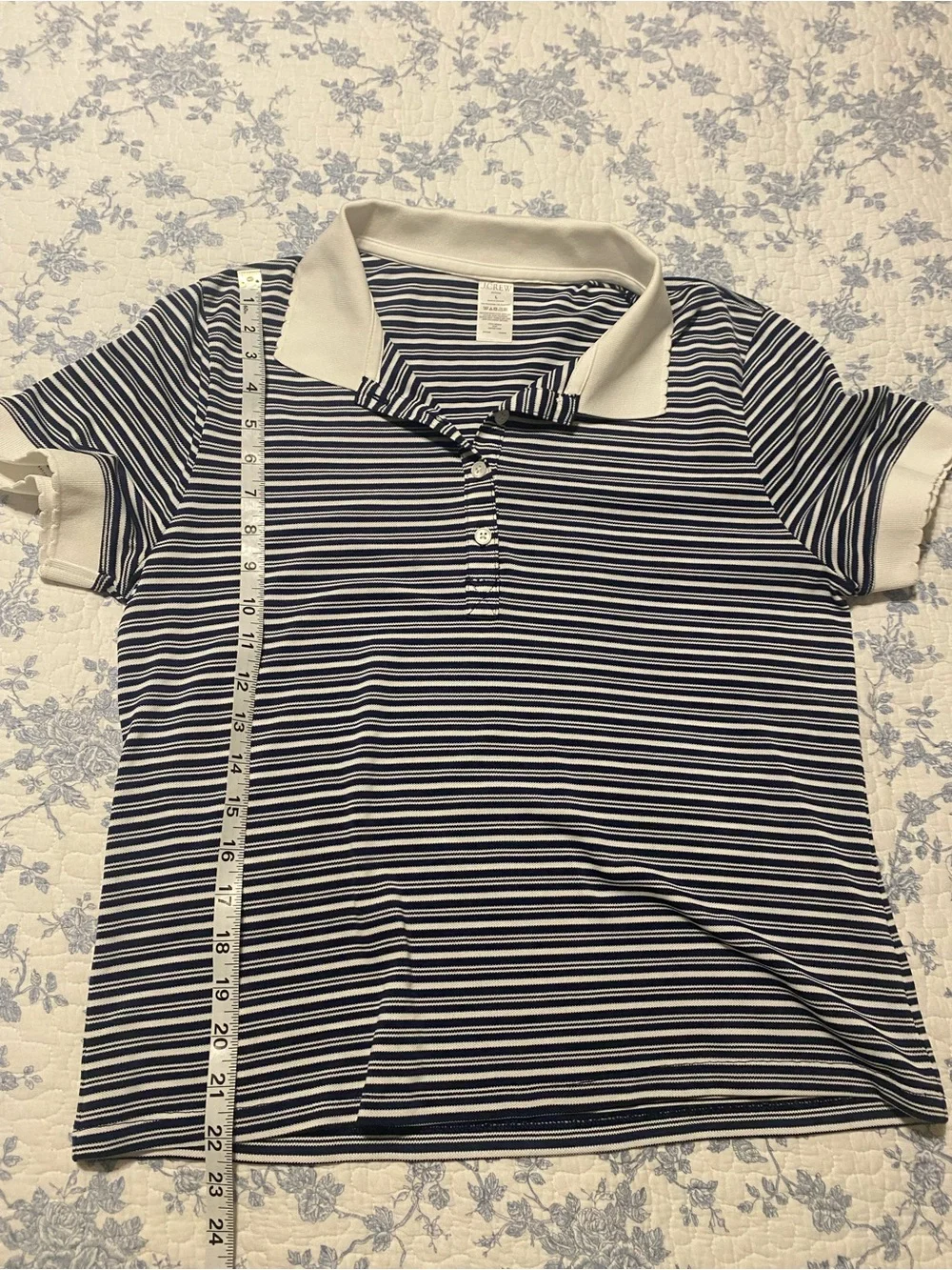 J.Crew Active Polo In Stripe Short Sleeve Top Size Large